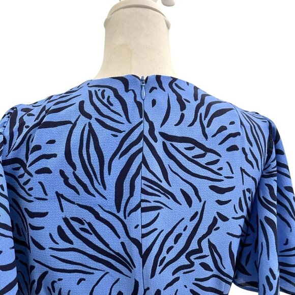 Eliza J Animal Print Zebra Stripe Ruffle Sleeve Dress Periwinkle Blue size 4 - Picture 8 of 10